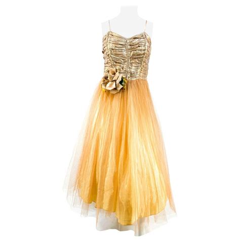 1950s Gold Metallic Party Dress For Sale At 1stdibs Metallic Party