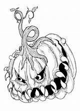 Pumpkin Drawing Scary Creepy Coloring Pages Adults Getdrawings sketch template