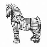 Troia Cavallo Trojan Paard Vettore Engraving Troje Vektorillustration Vectorillustratie Graveren Graviert Schizzo Incide Che sketch template