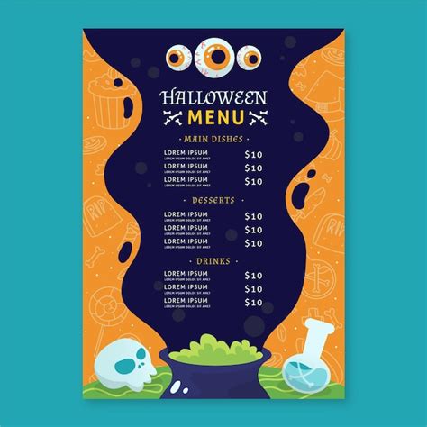 vector halloween menu template theme