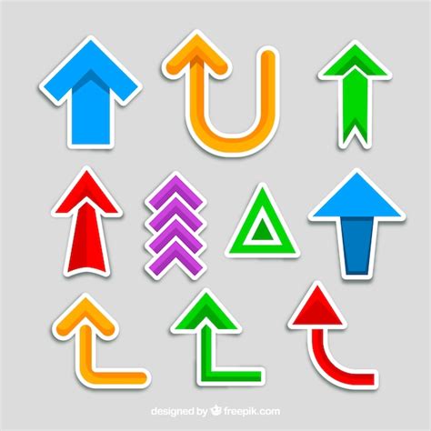 collection  colorful arrow sticker vector