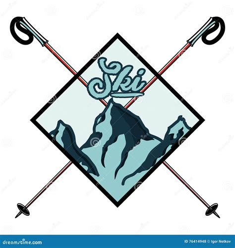 color vintage ski sport emblem stock vector illustration  insignia graphic