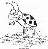 Hopscotch Ladybug Jumping Toonaday Vecto sketch template