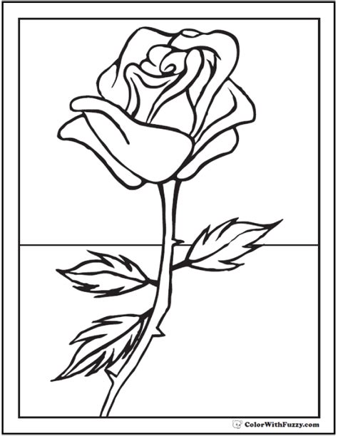 simple rose bud coloring pages