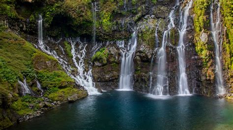 rainforest waterfall cascade de grand galet  cascade langevin reunion island france