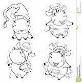 Happy Cows Clip Cartoon Coloring Book Illustration Preview sketch template