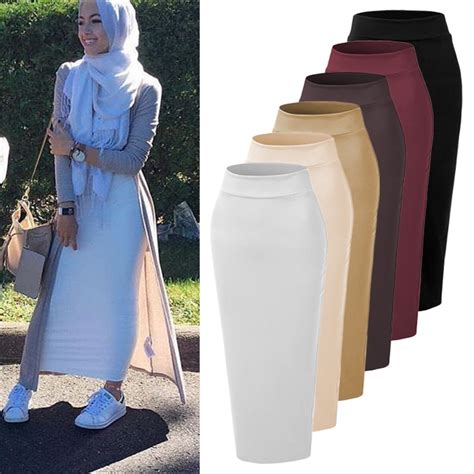 2018 new muslim fashion cotton thicken pack hips islamic women pencil