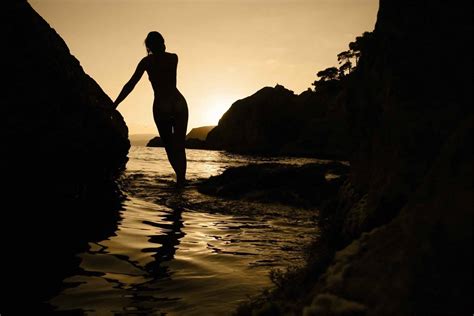 sunset beach girl sea silhouette hd wallpaper