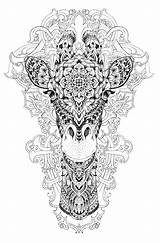 Coloring Pages Adult Books Mandala Color Elephant Animal Giraffe Tattoo Tattoos sketch template