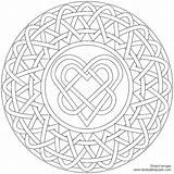 Celtic Coloring Heart Mandala Pages Library sketch template