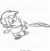 Frisbee Coloring Boy Tossing Outline Cartoon Vector Pages Leishman Ron Getcolorings Royalty sketch template