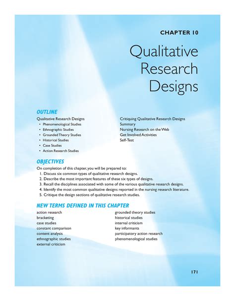 qualitative research design chapter  qualitative research designs outline qualitative