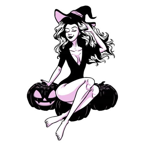 Sex Symbol Sensuality Witch Pin Up Girl Illustrations