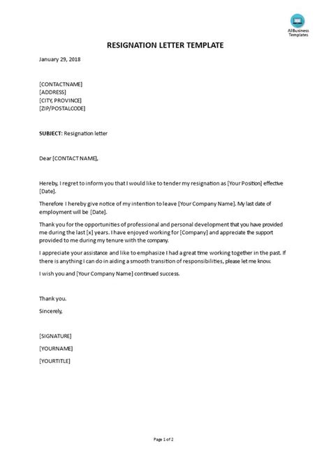 sample resignation letter   draft  proper resignation letter