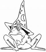 Coloring Pages Fantasy Wizard Frog Kids Color Printable Wizards Medieval Magic Sheet Clipart Cute Cliparts Book Hat Sheets Witches Witch sketch template