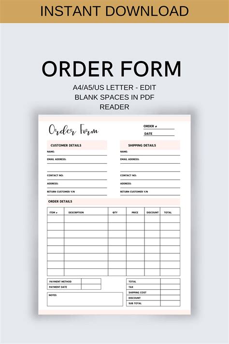order form small business form business order form etsy