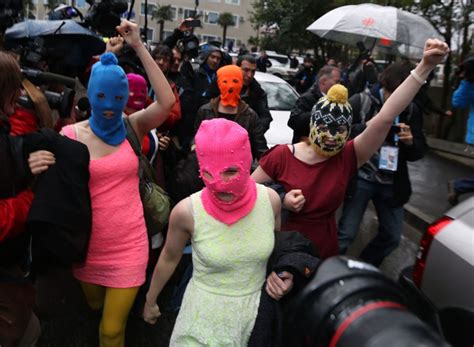 pussy riot members freed in sochi launch into anti putin
