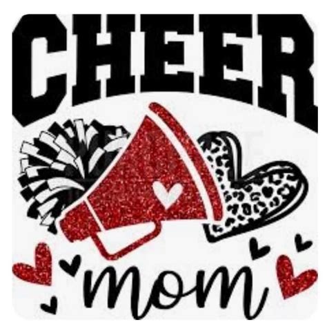 Cheer Mom With A Red Megaphone And Hearts On Its Chest Surrounded By