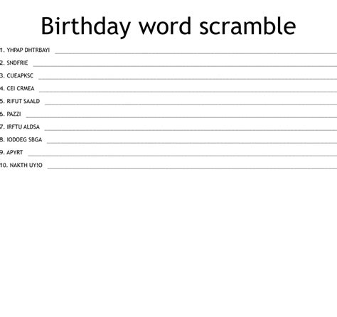 birthday word scramble wordmint