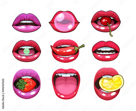 sexy woman mouth set red sexy girls lips stickers expressing