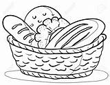 Bread Clipart Coloring Basket Food Rolls Vector Fresh Clip Tasty Cartoon Loafs Pages Stock Contour Kids Para Colorear Pan Color sketch template