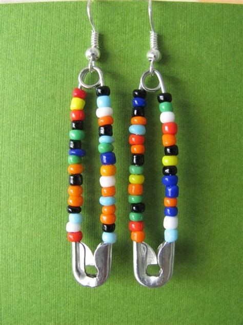 hanging safety pin earrings with beads by jemmadesign on etsy €6 00 jemmadesign pinterest