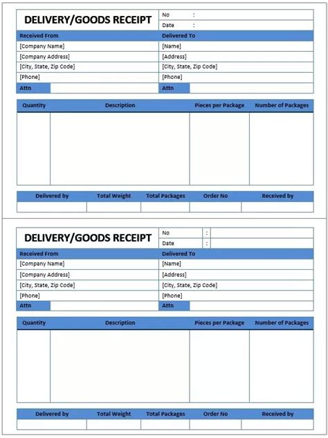 delivery receipt templates ms word excel  formats