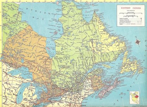 large map print eastern canada wall decor atlas art