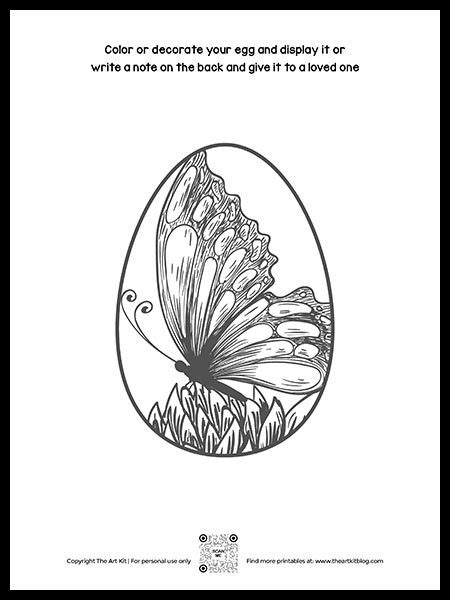 printable butterfly easter egg coloring page   coloring