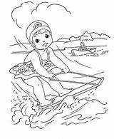Skiing Water Coloring Kids Pages Fun sketch template