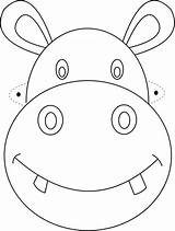 Maschere Hippo Animali Facce Coloringsky Ritagliare Carnevale 1001 Stampare sketch template