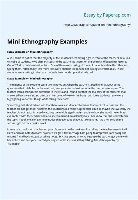 mini ethnography examples  essay