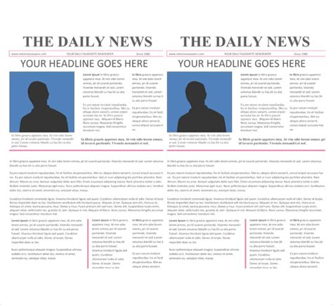 newspaper templates  sample  format