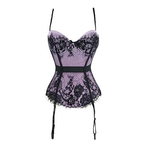 fashion purple lace mesh overbust corset n11315