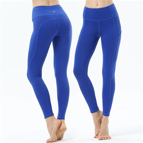 Sexy Blue Yoga Leggings Women Blue High Waist Foot Yoga Pants Workout