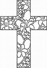 Coloring Cross Easter Pages Religious Printable Flowers Adult Color Jesus Kids Adults Catholic Bible Rose Red Christian Crosses Colouring Sheets sketch template