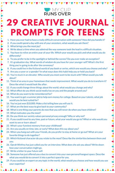 creative journal prompts  teens fun prompts   teens writing