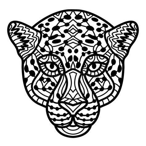 hand drawn cheetah  ethnic doodle pattern coloring page zendala