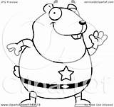 Hamster Chubby Waving Super Coloring Clipart Cartoon Outlined Vector Thoman Cory Royalty sketch template