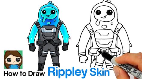 draw fortnite rippley skin drawing lessons  kids easy