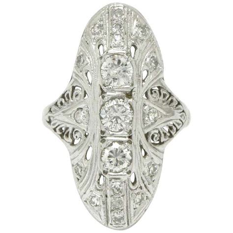 antique deco diamond sapphire ring vintage 18 karat gold filigree