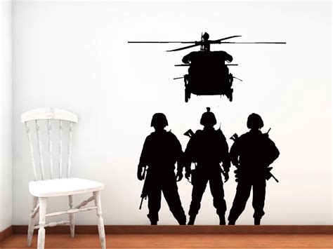 military troop wall stickers home army soldiers silhouettes wall murals