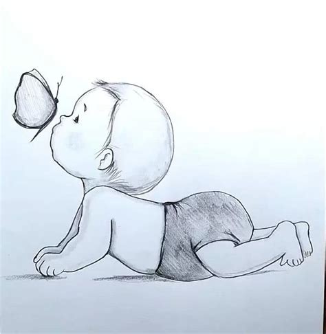 pencil sketch cute baby drawing easy  wiens