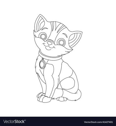 coloring page outline  cute cat animal vector image