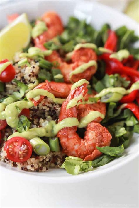Blackened Shrimp Quinoa Bowl With Avocado Crema Gluten Free Recipe