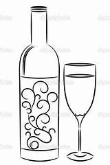 Wine Bottle Glass Drawing Bottles Line Coloring Pages Drawings Clipart Outline Templates Illustration Vector Stock Color Painting Colouring Depositphotos Draw sketch template