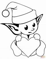 Elf Coloring Christmas Cute Drawing Pages Simple Printable Sheets Elves Colouring Drawings Print Kids Template Sketch Cartoon sketch template