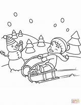 Coloring Winter Pages Sledge Kids Christmas Boy Little Printable Riding Blue Scene Fun Color Coloringpages Choose Board sketch template