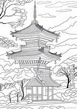 Coloring Tempel Japanischer Japonais Favoreads Malvorlagen Colorear Coloriages Pagoda Japanische Buddhist Apprendre раскраски Dessiner Colorare Japonaise Kirtland Disegni Ausmalen Japon sketch template