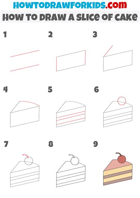 draw  slice  cake easy drawing tutorial  kids